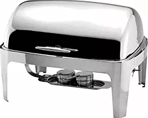 Winware 2 Count Roll Top Stainless Steel Chafer Set 8 Qt Silver