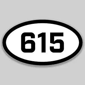 DHDM 615 Area Code Sticker Tennessee Nashville Franklin Brentwood City Pride Love | 5-Inches by 3-Inches | Premium Quality Vinyl UV Resistant Laminate PD2305