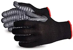 Superior S10VIB Vibrastop Nylon Anti Vibration Full Finger String Knit Glove with Anti-Vibe Chloroprene Coated Palm, Work, 7 Gauge Thickness, X-Large, Black (Pack of 1 Pair)