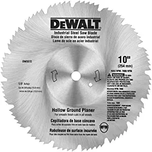 DEWALT DW3372 10-Inch 80 Tooth Hollow Ground Planer Steel Saw Blade with 5/8-Inch Arbor