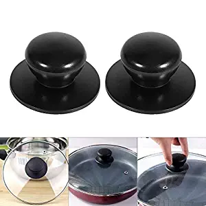 Yosoo 2Pcs Saucepan Lid Knobs Cooker Pan Pot Kettle Cover Handle Knob Kitchen Universal Casserole Glass Lid Pot Knob Cookwares Replacement (Black) (Style 2)