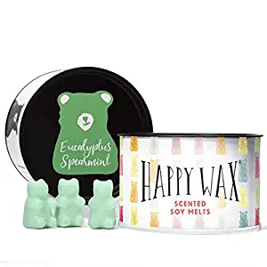 Happy Wax - Eucalyptus Spearmint Soy Wax Melts - Scented Wax Melts Infused with Essential Oils - Cute Bear Shaped Wax Tarts Perfect for Melting in Your Wax Warmer (3.6 Oz. Classic Tin)