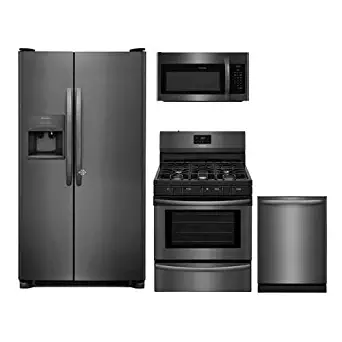 Frigidaire 4-Piece Kitchen Package with FFSS2615TD 36" Side by Side Refrigerator, FFGF3054TD 30" Gas Range, FFMV1645TD 30" Over the Range Microwave Oven and FFID2426TD 24" Built In Fully Integrated Di