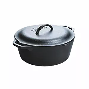 Lodge 7 Quart Pre-Seasoned Cast Iron Dutch Oven. Classic 7-Quart Cast Iron Pot with Lid and Dual Handles for Slow Cooking.