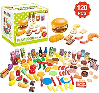 Yidarton 120 Pieces Pretend Play Food Set Tasty Treats Gift for Girls Boys