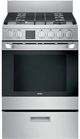 Haier QGAS740RMSS 24" Gas Range with 4 Sealed Burners 2.9 cu. ft. Oven Capacity Convection Oven in Stainless Steel