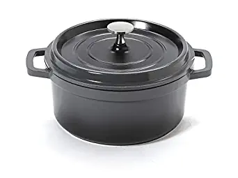 Heiss CA-011-GR/BK Cast Aluminum Dutch Oven, 2.5 Quart, Round, Gray