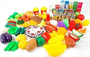 Plastic Pretend Play Food Value Pack for Kids 3+ | Mulitcolored Kitchen Collection Large Food Toy Set for Toddlers & Pre-School Age Children (100 Pieces) #3