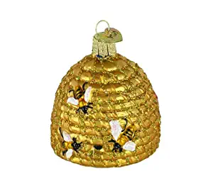 Old World Christmas Ornaments: Bee Skep Glass Blown Ornaments for Christmas Tree (12391)