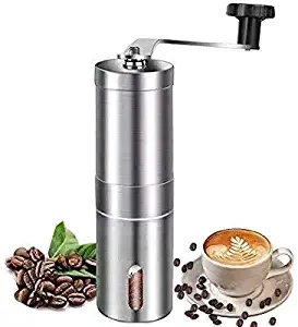 MEIJUBOL Manual Coffee Grinder Stainless Steel Portable with Adjustable Setting Conical Burr Mill for Aeropress, Drip Coffee, Espresso, French Press Used in Home and Travel