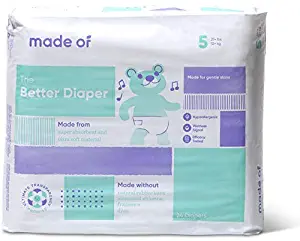 MADE OF Baby Diapers Size 5 - 10 Hour Absorbent Diapers, Diapers Sensitive Skin, Hypoallergenic Diapers, Unscented Diapers, Pediatrician and Dermatologist Tested, 27+ pounds - 24 Units