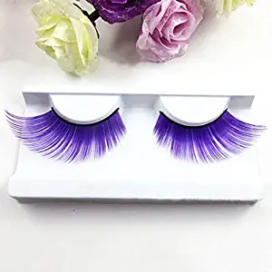 Alluring Synthetick Mink Lashes Reusable Strip False Eyelashes Hand-made Cat-Eye, Fun Color Lashes - PURPLE