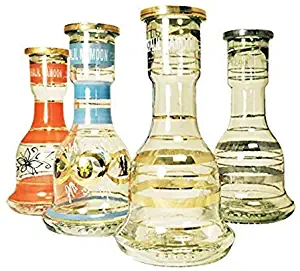 Khalil Mamoon Classic Striped Signature Glass Hookah Vase, Supplies for Hookahs, Bell Shape Base Accessory Parts for Narguile Pipes