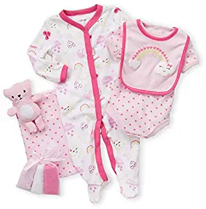 Cutie Pie Baby Girls 9 Piece Layette Gift Set in Tulle Bag - Rainbow (0-3 Months)