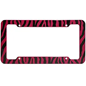 Motorup America Auto License Plate Frame Cover - Fits Select Vehicles Car Truck Van SUV - Wild Red Zebra Print