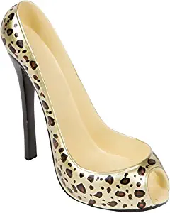 KitchInnovations Leopard Print High Heel Wine Bottle Holder - Stylish Conversation Starter Wine Rack