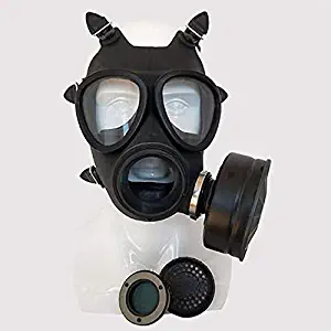 Full Face Gas Mask, Single Respirator Chemical Masks Double Air Filter Cartridges Full Seal Protection Widely for Paint Dust Chemical Pesticide Black