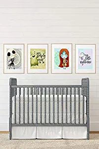 Silly Goose Gifts Nightmare Before Christmas Themed Character Wall Art Decor Baby Nursery Love (Grey Art Set)