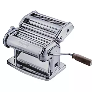 Imperia Pasta Maker Machine - Heavy Duty Steel Construction w Easy Lock Dial and Wood Grip Handle- Model 150 Made in Italy