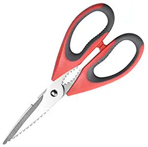 Kitchen Scissors, Heavy Duty Stainless Steel Kitchen Shears, Premium Ultra Sharp Utility Multifunctional Kitchen Scissors for Poultry, Chicken, Meat, Food, Vegetables, Seafood, BBQ (Red)