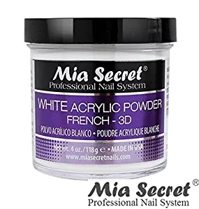 Mia Secret White Acrylic Nail Powder 3D - French - 4 oz Bottle -MADE IN USA