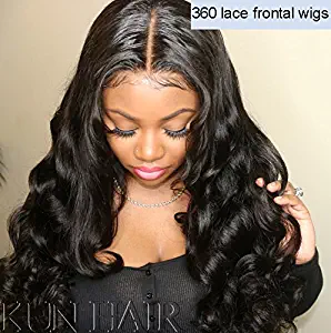 360 Lace Wigs Pre Plucked Human Hair Wigs for Women 150% Density Loose Wave 360 Frontal Wigs for High Ponytail and Updo Brazilian Remy Long Wavy Human Wigs with Baby Hair Natural Color 18 inches