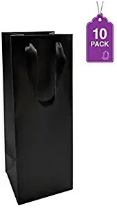 Large Wine Bag, Black 10 pack. For Wine Bottles, Boxes of Wine, Whisky/Spirits, Reusable Bag, Laminated for Extra Strength.