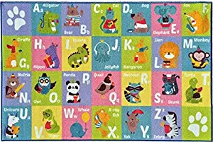 KC CUBS Kev & Cooper Playtime Collection ABC Alphabet Animal Educational Area Rug - 3'3" x 4'7"