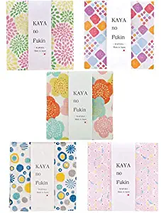 Japanese kitchen cloth made from mosquito net and cotton Dish Towel Cleaning Rag"KAYA no Fukin" [5-PACK SET - Assorted Modern Colors]