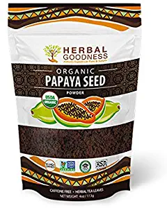 Papaya Seed Powder – 100% Pure USDA Organic – Non-GMO Verified – Kosher - Digestive Enzyme Plus – Super-Fruit for Gentle Detox - Gut & Liver Support – by Herbal Goodness - 4oz