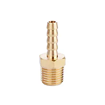 U.S. Solid Brass Hose Fitting, Adapter, 1/4" Barb x 1/8" NPT Male Pipe Fitting