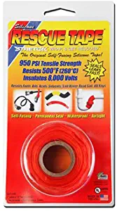 Rescue Tape | Self-Fusing Silicone Tape | Emergency Pipe & Plumbing Repair | DIY Repairs | Seal Radiator Hose Leaks | Wrap Electrical Wires | Used By US Military | 1” X 12’ | Silicone Rubber | Orange