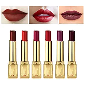 6PCS Matte Lipstick Set Matte Silky Velvet Waterproof Lipstick Lasting Non-stick Cup Lipstick (#(07-12))