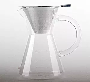 Better Coffee Pour Over Coffee Maker | Hand Blown High Borosilicate Glass Double Walled Stainless Steel Filter | Perfect for Cold Brew Coffee - Hand Drip Coffee Maker | 800ml – 16 oz (4 Cups)