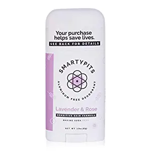 SmartyPits – Natural/Aluminum-Free Deodorant for Sensitive Skin (baking soda free) Paraben Free, Phthalate Free, PROPYLENE GLYCOL FREE, Not Tested on Animals | 2.9oz | (Lavender Rose)