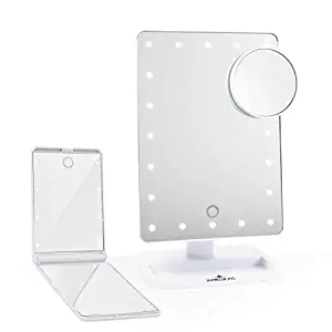 Impressions Vanity White Touch XL & Touchup Makeup Vanity Mirrors with LED Lights - Compact Lighted Mirror and Tabletop Makeup Mirror
