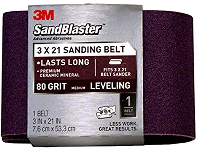 3M SandBlaster 9192NA 3-Inch by 21-Inch 80-Grit Sanding Belt