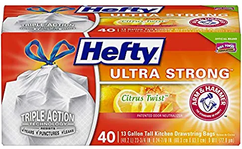 Hefty Ultra Strong Tall Kitchen Trash Bags - Citrus Twist, 13 Gallon, 40 Count