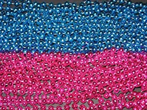 6 DOZEN (72) PINK/BLUE MARDI GRAS BEADS-BABY SHOWER/GENDER REVEAL-