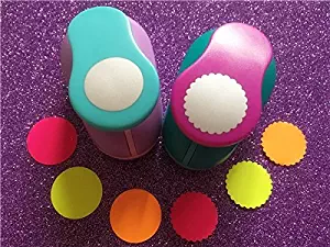 Fascola 2.5cm(1 inch) Circle and Wave Circle Shape hole punch set Puncher Crafts Scrapbooking round DIY Paper Cutter Punches