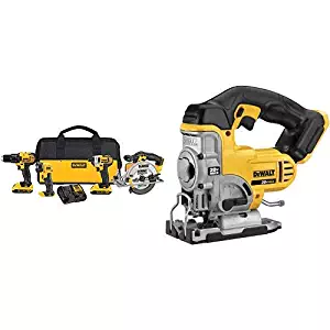 DEWALT DCK421D2 20V MAX Lithium-Ion 4-Tool Combo Kit, 2.0Ah with DCS331B 20-Volt MAX Li-Ion Jig Saw(Tool Only)