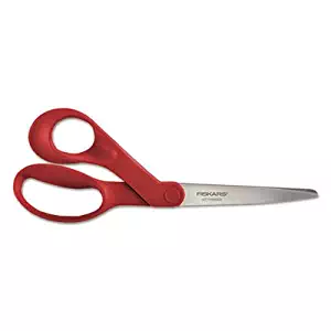 Fiskars Our Finest Left-Hand Scissors, 8" Length, 3-3/10" Cut, Red