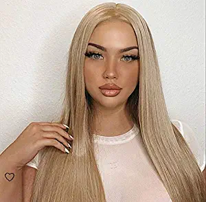 Sapphirewigs Ivory Brown Color Kanekalon Futura Hair No-Tangle Natural Hairline 6‘’×13‘’ Deep Big Lace Freedom Part Daily Makeup Women Ivory Brown Hair Synthetic Lace Front Wigs