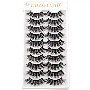 HBZGTLAD 10 Pairs 3D Mink Hair Natural Cross False Eyelashes Long Messy Makeup Fake Eye Lashes Extension Make Up Beauty Tools maquiagem (2016)