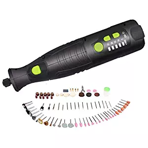 HAWKFORCE CM-8L 8-Volt Li-ion Cordless Rotary Tool,5 Speeds,4 Front LED Lights, Polishing and Engraving Tool Kit with 99 PCS Accessories for Craft Projects and DIY Creations