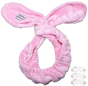 Coobbar 1Pc Cute Big Rabbit Ear Soft Towel Hair Women Girl Band Wrap Headband for Bath Spa Make Up (Pink)