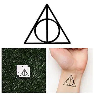 Tattify Deathly Hallows Temporary Tattoo - Deathly Hallows (Set of 2) - Other Styles Available - Fashionable Temporary Tattoos - Long Lasting and Waterproof
