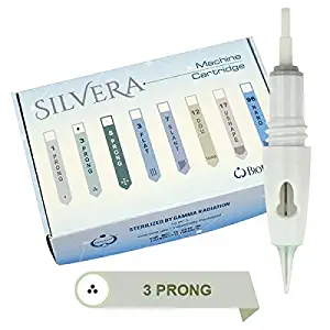 BIOTOUCH SILVERA Permanent Makeup Cosmetic Tattoo 3 PRONG Sterilized DISPOSABLE Needle Cartridges Ombre Feathering Hair Stroke Technique Eyebrow Shading Microblading Supplies Micropigmentation