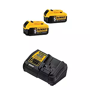 DEWALT DCB205-2 20V MAX XR 5.0Ah Lithium Ion Battery, 2-Pack w/ DCB115 MAX Lithium Ion Battery Charger, 12V-20V