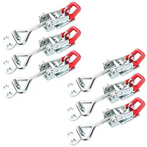 6PCS of Adjustable Toggle Clamp with Lock Hole, Abuff 250kg 550lbs Holding Capacity Heavy Duty GH-4002 Toggle Latch Hasp Clamp for Door, Box, Case, Trunk, Smoker Lid and Jig, Quick Release Pull Latch